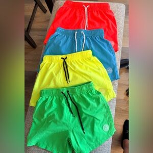 Surfside Co Boys Swim Trunks Bundle (4) Size 8/9 Neon Mesh Lined Board Shorts
